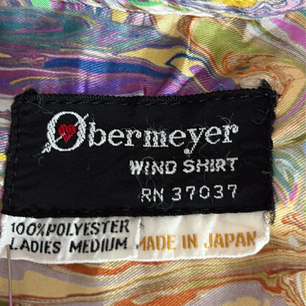 Obermeyer Vintage Marbled Long Sleeve Button Front Wind Shirt - Size Medium - Picture 4 of 5